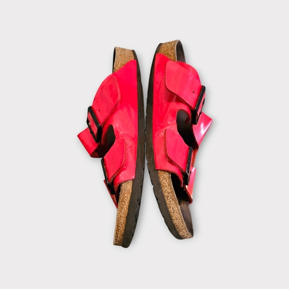 Birkenstock Arizona Cherry Red Patent Leather Sandals - Picture 5 of 7